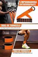 Kit Elástico de Resistência Ajustável até 163kg com Pegadores, Tornozeleiras e Âncora de Porta