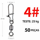 Conector de Pesca com Girador 360° e Engate Rápido – Evita Torção da Linha