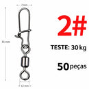Conector de Pesca com Girador 360° e Engate Rápido – Evita Torção da Linha