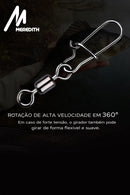 Conector de Pesca com Girador 360° e Engate Rápido – Evita Torção da Linha