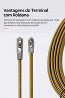 Passa-Fio Profissional de Mola com Roldana em Liga de Aço – Facilita a Passagem de Fios em Curvas de 90°