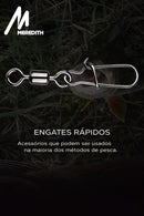 Conector de Pesca com Girador 360° e Engate Rápido – Evita Torção da Linha