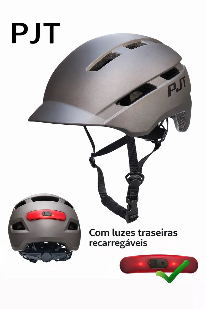 Capacete de Ciclismo com Luz LED USB Recarregável – Mais Segurança e Visibilidade Urbana.