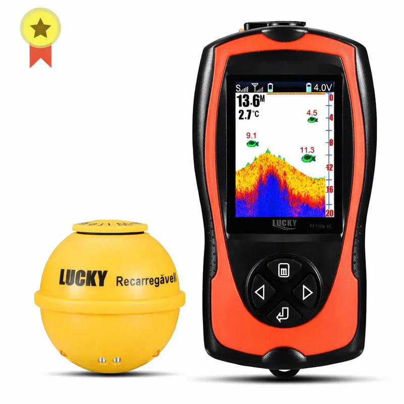 Sonar de Pesca Sem Fio LUCKY – Detecta Peixes e Profundidade em Tempo Real.