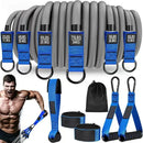 Kit Elástico de Resistência Ajustável até 163kg com Pegadores, Tornozeleiras e Âncora de Porta