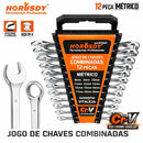 Jogo de Chaves Combinadas Métricas 12 Peças Cr-V – Do 8mm ao 19mm, Uso Profissional