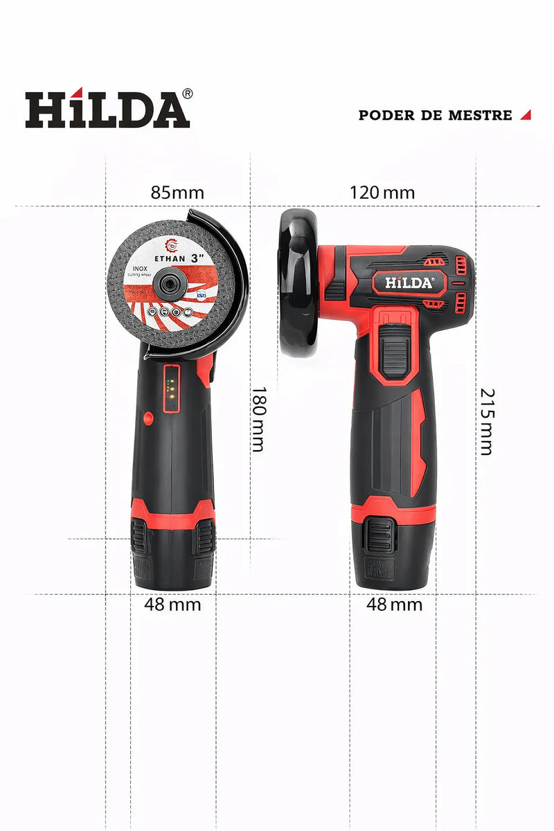Mini Esmerilhadeira/Lixadeira Sem Fio 12V HILDA – Potência e Precisão para Corte e Desbaste em Meta