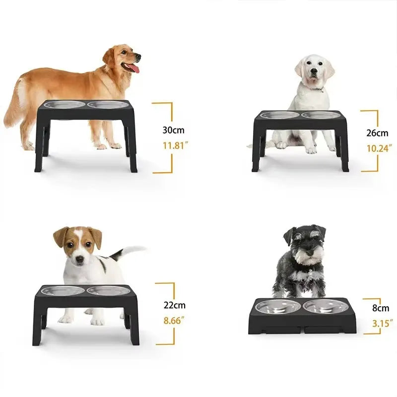 Suporte Ajustável com Tigelas Inox para Cães de Todos os Tamanhos – Mais Conforto, Saúde e Bem-Estar nas Refeições do Seu Pet