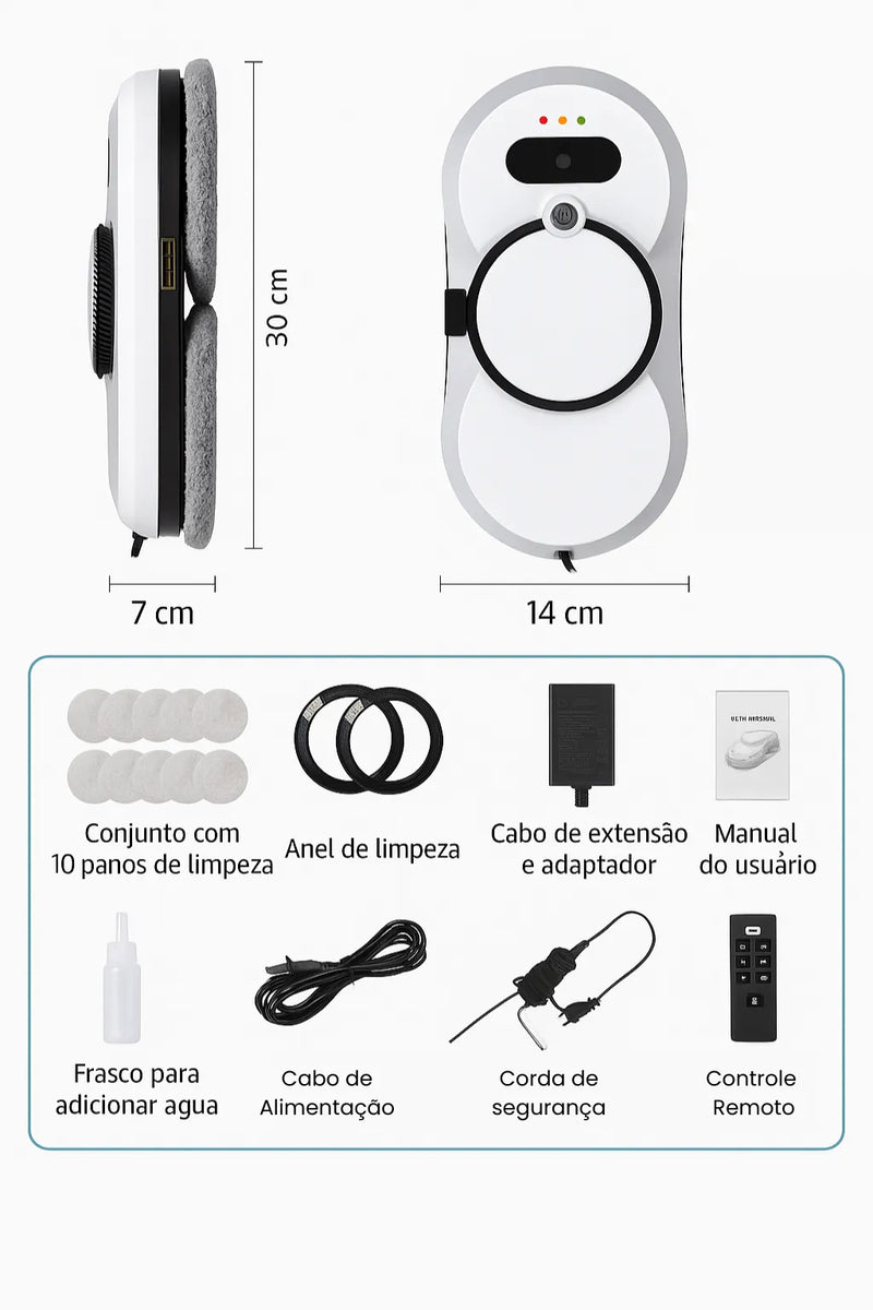 Robô Limpa-Vidros Inteligente com Sucção a Vácuo e Proteção Anti-Queda