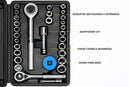 Jogo de Soquetes com Catraca Reversível Profissional 40 Peças – Encaixe 1/4” e 3/8”