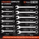Jogo de Chaves Combinadas Métricas 12 Peças Cr-V – Do 8mm ao 19mm, Uso Profissional