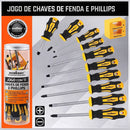 Jogo de Chaves Phillips e Fenda Profissional com Pontas Magnetizadas em Aço CR-V
