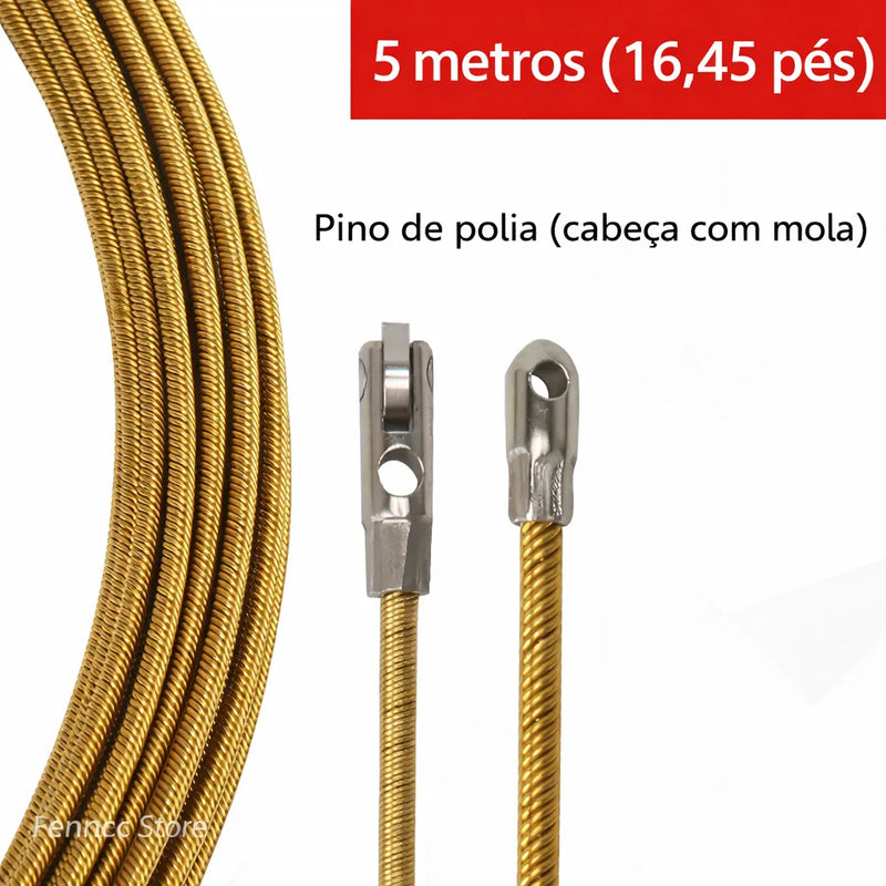 Passa-Fio Profissional de Mola com Roldana em Liga de Aço – Facilita a Passagem de Fios em Curvas de 90°