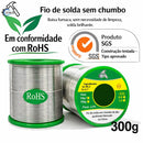 Fio de Solda Sem Chumbo com Fluxo – Solda Brilhante, Baixa Fumaça e Alta Aderência (RoHS)