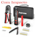 Kit Profissional de Crimpagem e Teste de Redes RJ45/RJ11 CAT5 e CAT6 – Instalação Completa AMPCOM
