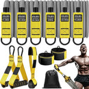 Kit Elástico de Resistência Ajustável até 163kg com Pegadores, Tornozeleiras e Âncora de Porta