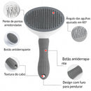 🏷️ Escova Autolimpante para Pets 2 em 1 | Remove Pelos Soltos com Um Clique – Ideal para Cães e Gatos