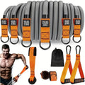 Kit Elástico de Resistência Ajustável até 163kg com Pegadores, Tornozeleiras e Âncora de Porta