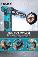 Mini Esmerilhadeira/Lixadeira Sem Fio 12V HILDA – Potência e Precisão para Corte e Desbaste em Meta