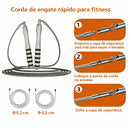 Corda de Pular Fitness com Engate Rápido, Peso Removível e Rolamento 360°