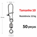 Conector de Pesca com Girador 360° e Engate Rápido – Evita Torção da Linha