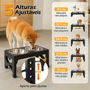 Suporte Ajustável com Tigelas Inox para Cães de Todos os Tamanhos – Mais Conforto, Saúde e Bem-Estar nas Refeições do Seu Pet