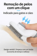 🏷️ Escova Autolimpante para Pets 2 em 1 | Remove Pelos Soltos com Um Clique – Ideal para Cães e Gatos