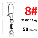 Conector de Pesca com Girador 360° e Engate Rápido – Evita Torção da Linha