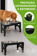 Suporte Ajustável com Tigelas Inox para Cães de Todos os Tamanhos – Mais Conforto, Saúde e Bem-Estar nas Refeições do Seu Pet