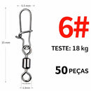 Conector de Pesca com Girador 360° e Engate Rápido – Evita Torção da Linha