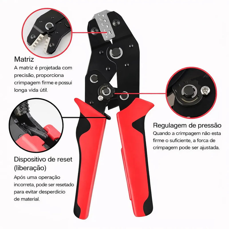 Alicate de Crimpagem Profissional com Catraca Automática – Crimpagem Firme e Sem Mau Contato