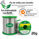 Fio de Solda Sem Chumbo com Fluxo – Solda Brilhante, Baixa Fumaça e Alta Aderência (RoHS)