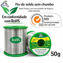 Fio de Solda Sem Chumbo com Fluxo – Solda Brilhante, Baixa Fumaça e Alta Aderência (RoHS)