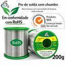 Fio de Solda Sem Chumbo com Fluxo – Solda Brilhante, Baixa Fumaça e Alta Aderência (RoHS)
