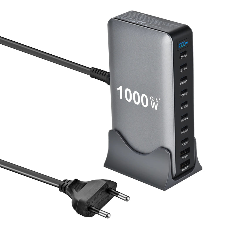 Carregador GaN Profissional 1000W – Otimize Seu Espaço de Trabalho