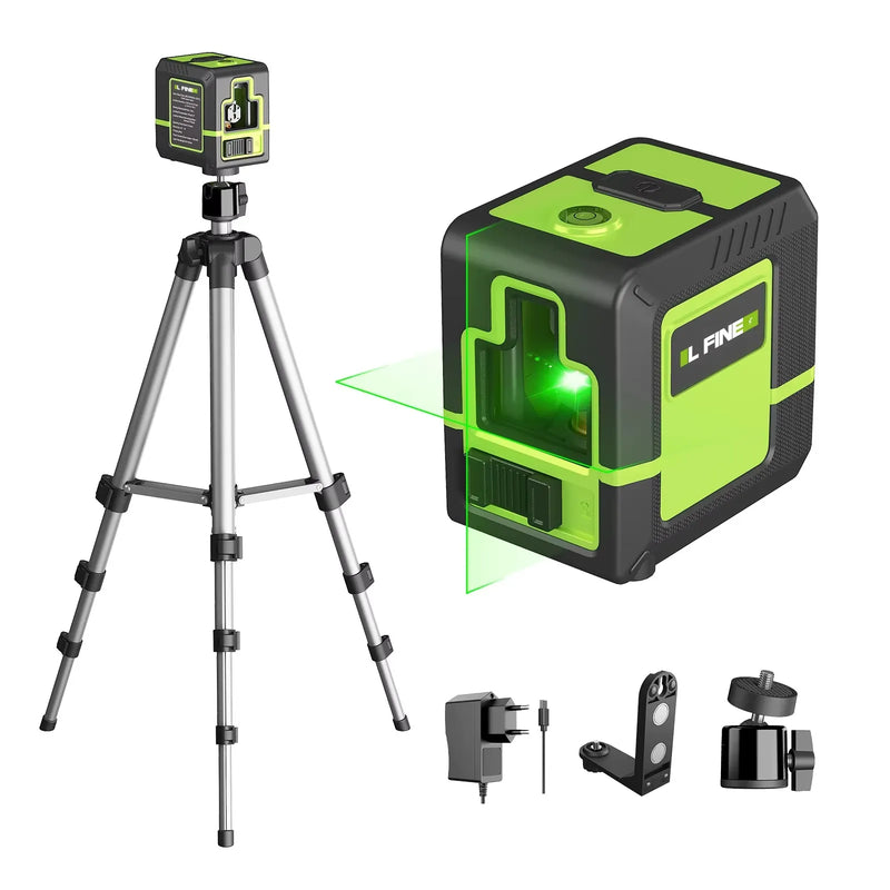 Nível a Laser 2 Linhas Recarregável Type-C com Suporte Magnético e Alta Precisão