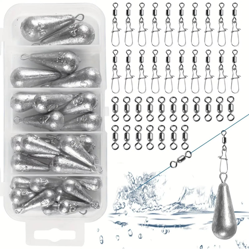 Kit de Chumbadas para Pesca com Giradores 360° – Afundamento Rápido e Linha Sem Torção