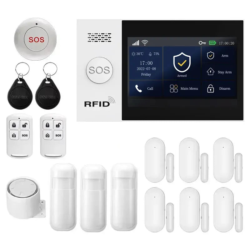 Kit de Segurança Residencial com Sensores e Sirene de Alto Volume.